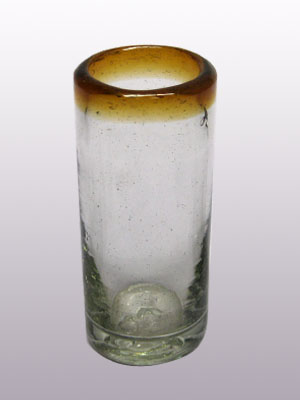 MEXICAN GLASSWARE / Amber Rim 2 oz Tequila Shot Glasses 
